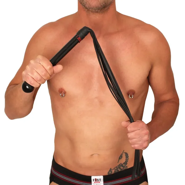 Leder-Flogger mit Holzgriff schwarz