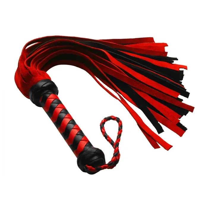 Leder Flogger schwarz/rot