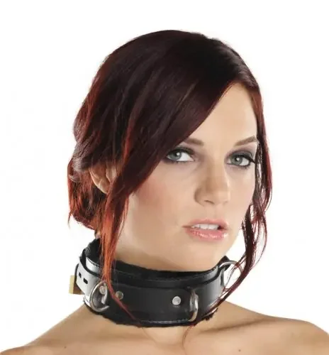 Leder Halsband mit Kunstpelz