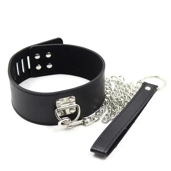 Leder Halsband verschließbar mit Leine (Farbe Rot)