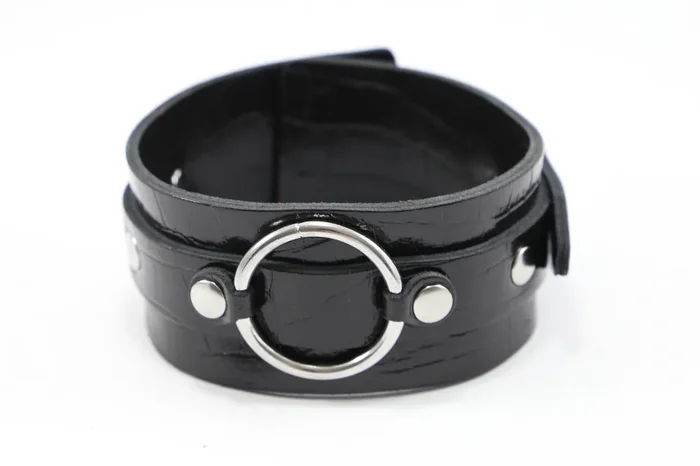 Leder Halsfessel matt mit O-Ring