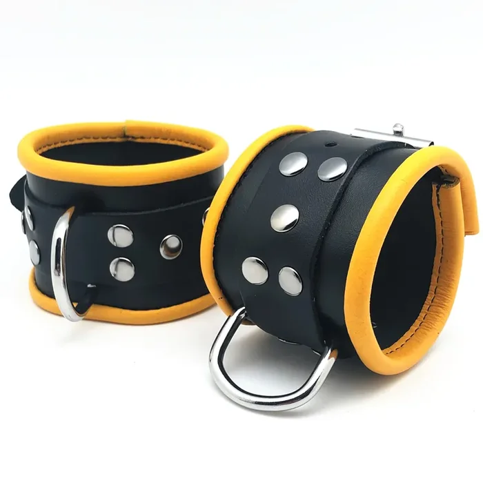 Leder-Handfesseln gelb-schwarz