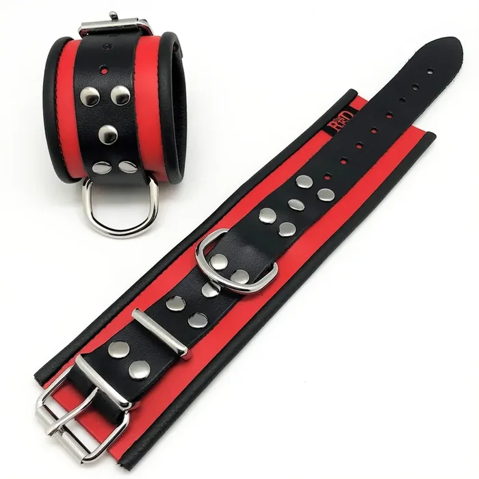Leder-Handfesseln rot-schwarz