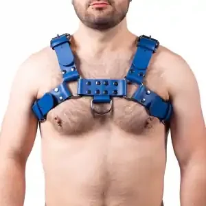 Leder Harness Schnalle Blau
