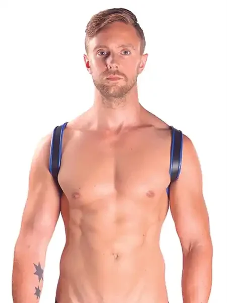 Leder Harness ‘Sling‘ schwarz/blau