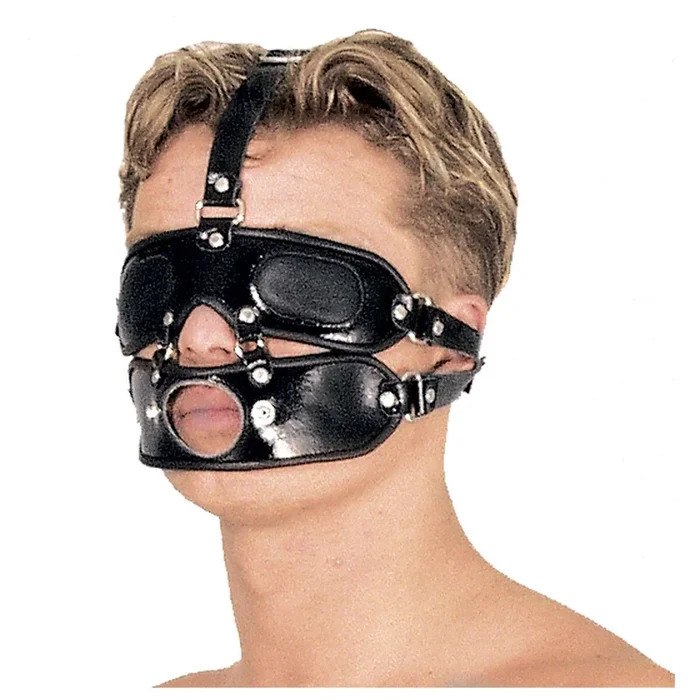 Leder Maske mit Mund-Reißverschluss