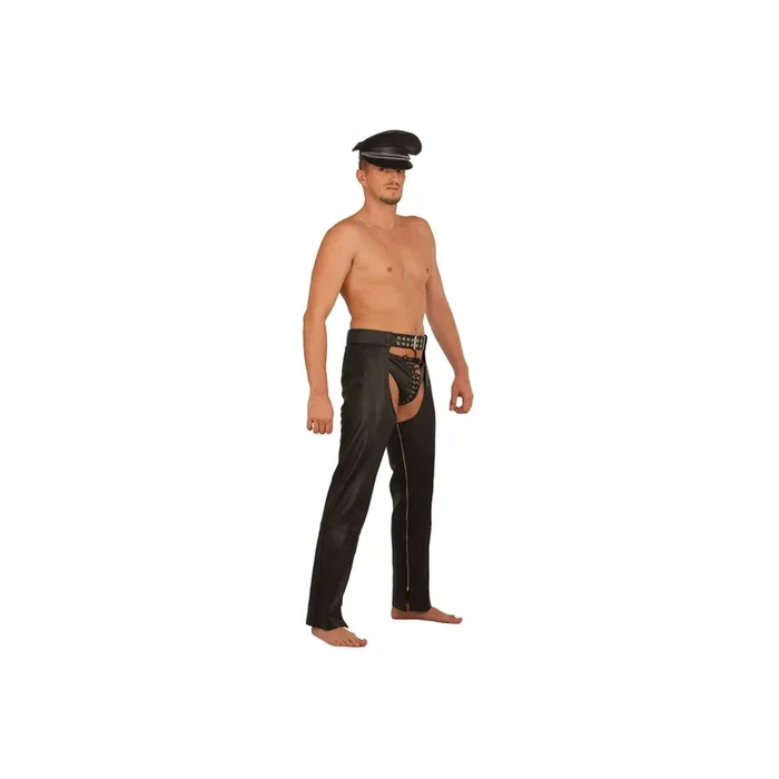 Leder Slip mit Front-Schnürung – Rot – Größe L