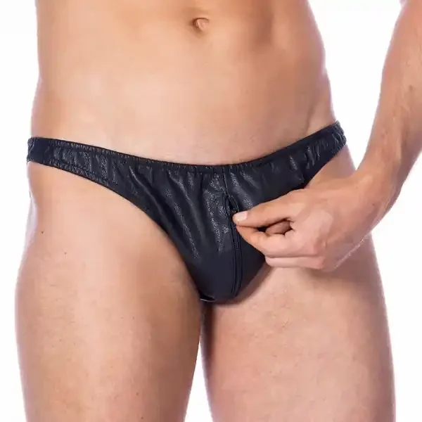Leder Slip mit Reißverschluss (Grösse S)