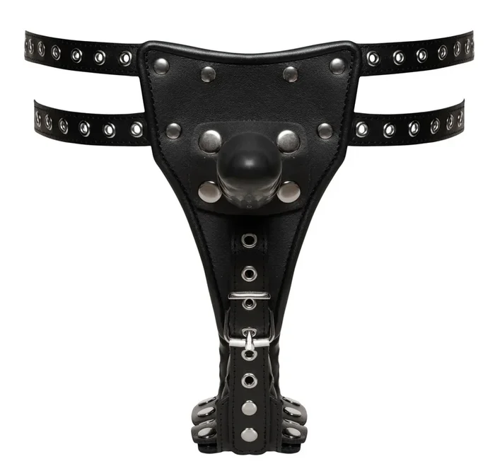 Leder-String mit 3 Latex-Dildos ZADO