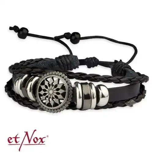 Lederarmband mit Metallringen