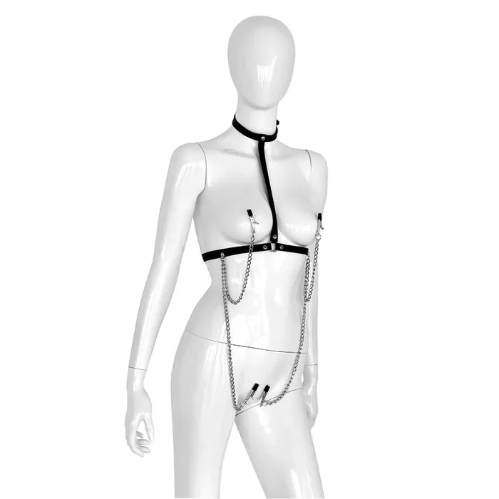 Lederhalsband mit 4 Klemmen