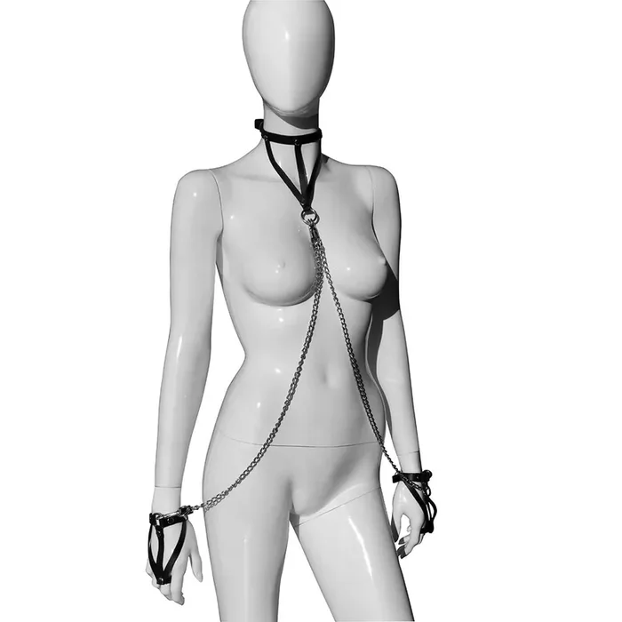 Lederhandschellen mit Halsband