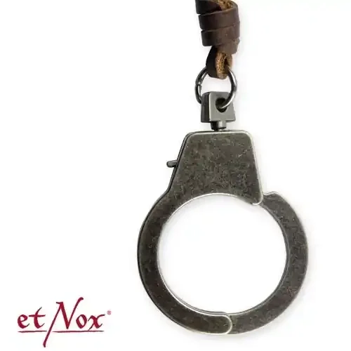 Lederkette mit Handschellen-Anhänger