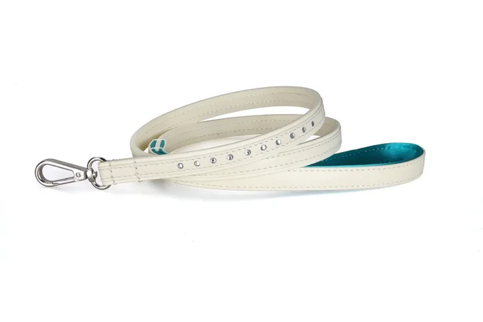 Lederleine Creme/Blau