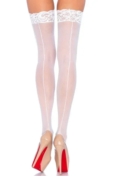 Leg Avenue Transparente Strümpfe mit Naht hinten in Weiß
