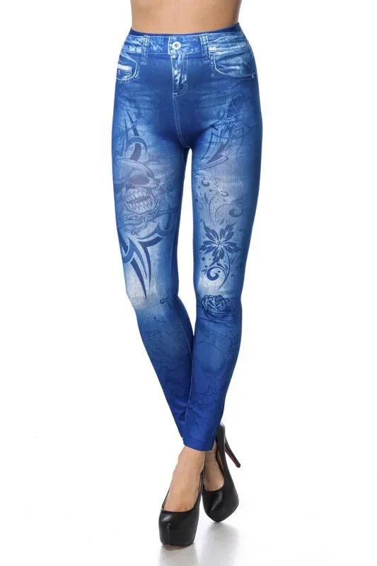 Leggings in Jeansoptik mit Muster