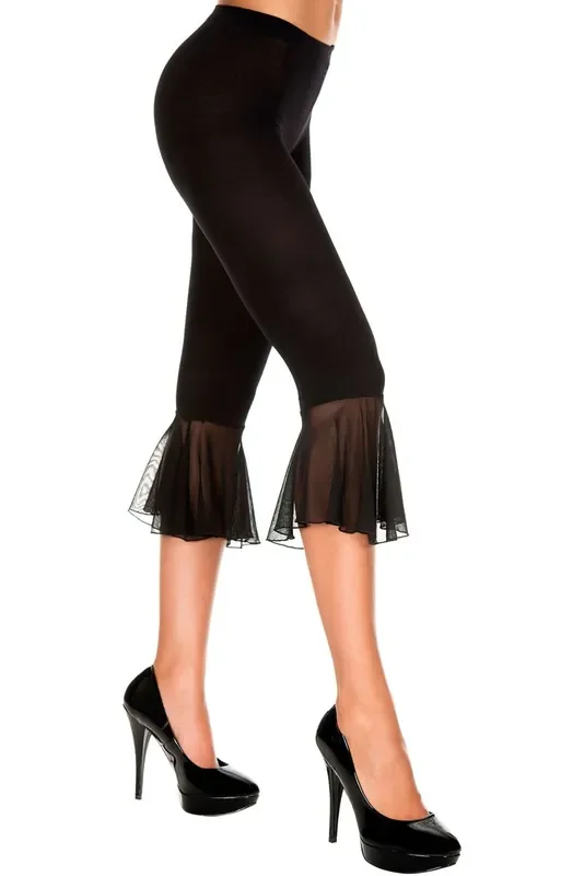 Leggings mit Schlag aus Netz Capri SCHWARZ