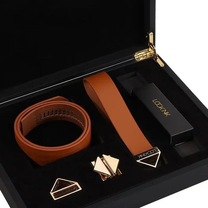 LOCKINK – Halsband mit Leine Set – braun