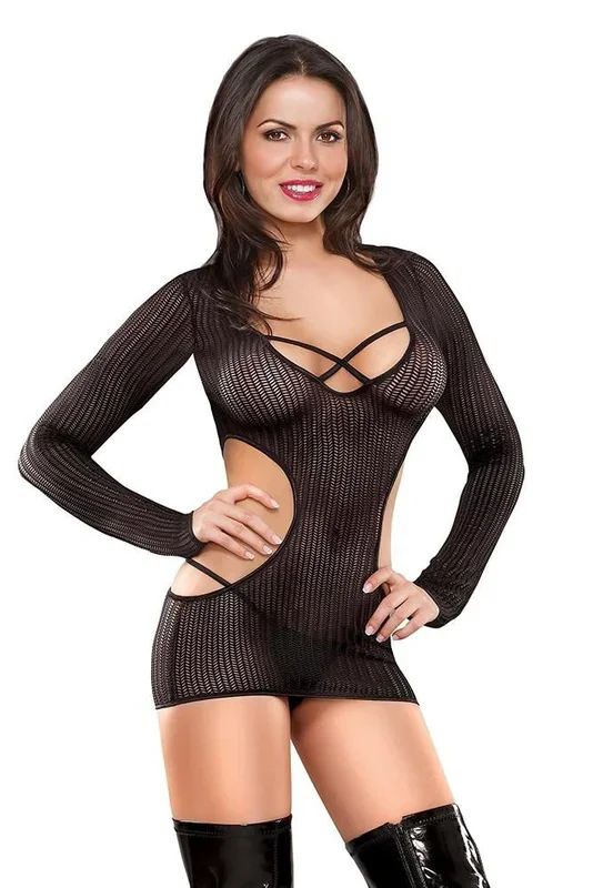 Long Sleeved Cut Out Mini Dress in S/M