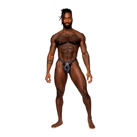 Male Power Snaked Criss Cross Thong Black/Blue S/M