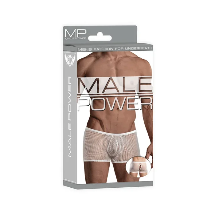 Male Power Stretch Net Peek-a-buns White L/xl
