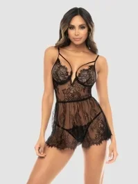 Mapale Babydoll-Set aus Eyelash-Spitze