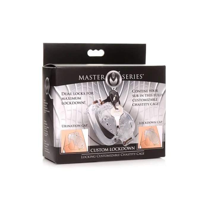 Master Series Ms Custom Lockdown Locking Customizable Chastity Cage Clear