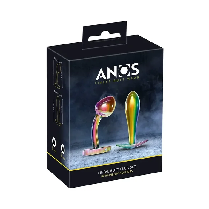Metal Butt Plug Set in Rainbow Colours