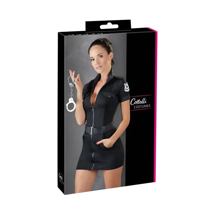 Mini-Kleid im Polizistinnen-Look – Schwarz – Größe S