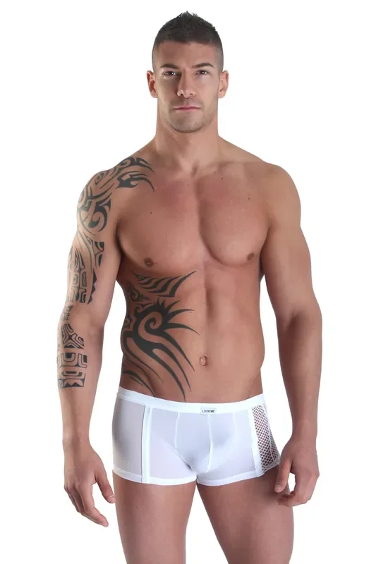 Mini-Pant mit seitlichen Tüll und Netzstoff – weiß