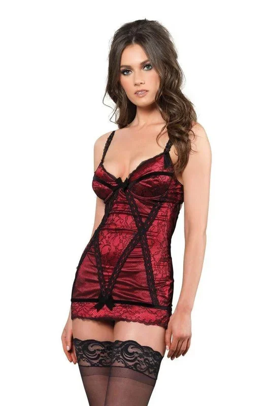Mini Satin Dress with Zig Zag Lace Trim in L