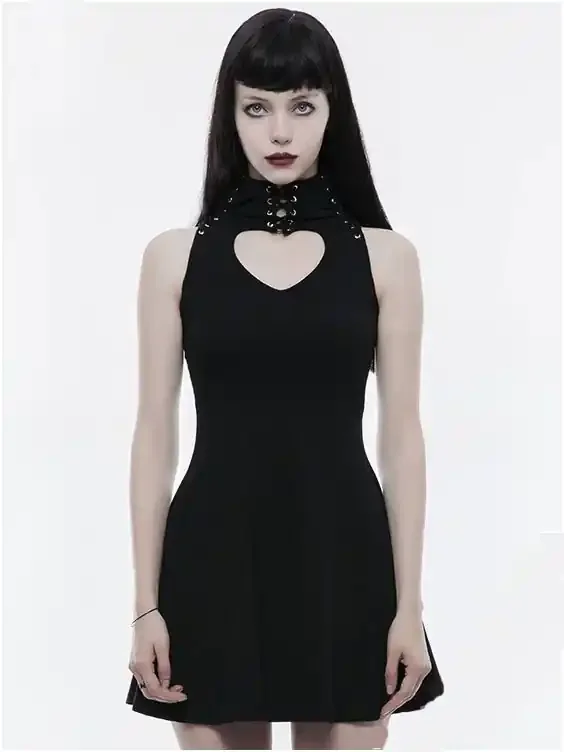 Minikleid mit geschnürtem Kragen