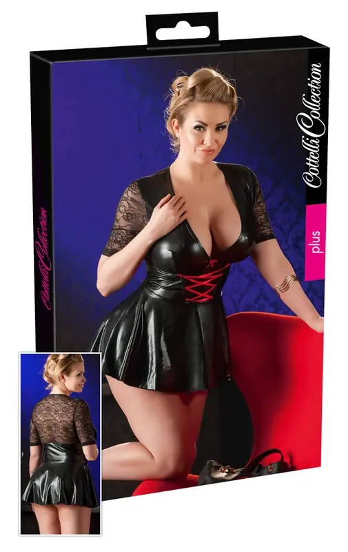 Minikleid mit Schnürung und Spitze