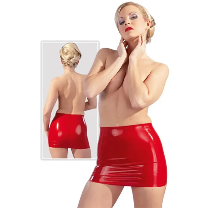Minirock aus Latex in Rot