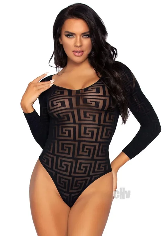 Mosaic Snap Crotch Bodysuit – One Size – Black