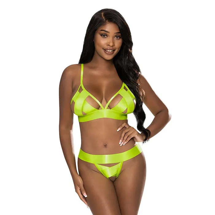 MS StrapTease Bra Crtchless Pnty Yel LXL