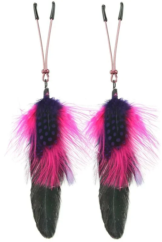 Multicolor Feathered Pink Tweezer Clamps