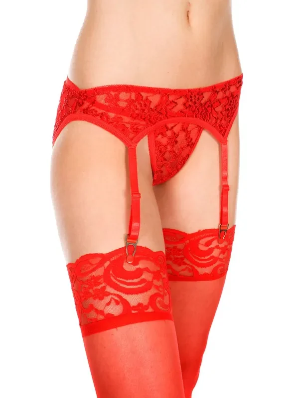 Music Legs – Strapshalter aus roter Spitze mit String