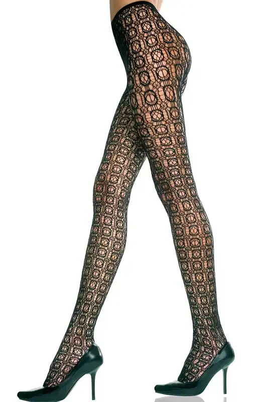 Music Legs – Strumpfhose in Schwarz mit viereckigem Muster