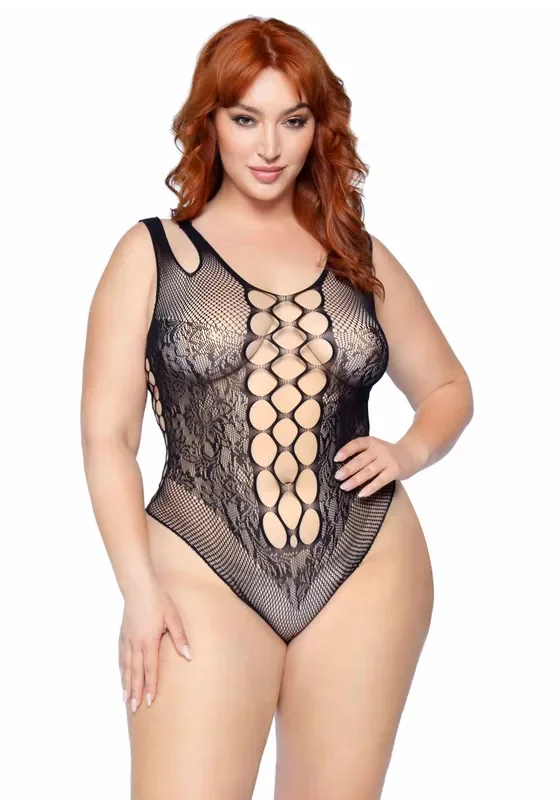 Nahtloser Body mit doppelten Trägern ouvert – QueenSize