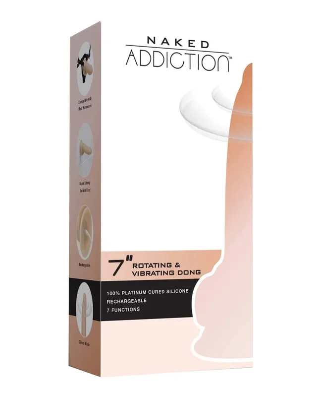 Naked Addiction Rotating/ Vibrating Dong with Vibration – 7″ Flesh