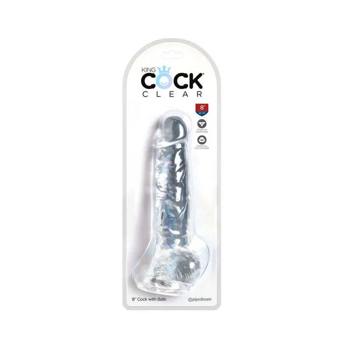 Naturdildo mit Hoden & Saugfuß – Länge 20 cm – Transparent