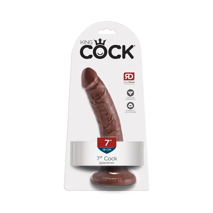 Naturdildo mit Saugfuß & Eichel – 17,8 cm lang – Braun