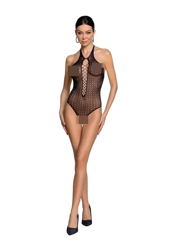 Neckholder-Body aus feinem Netzmaterial – schwarz