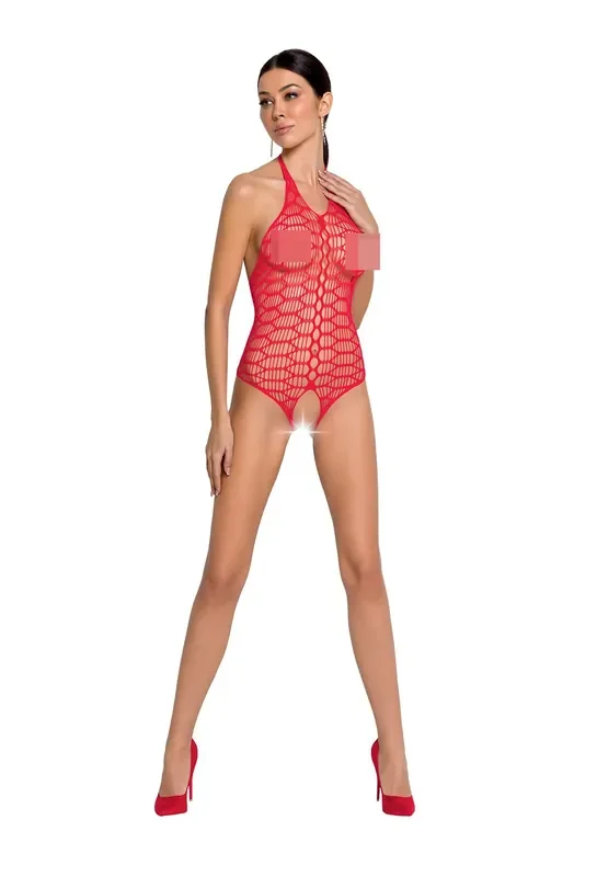 Neckholder-Body aus grobmaschigem Netz – rot