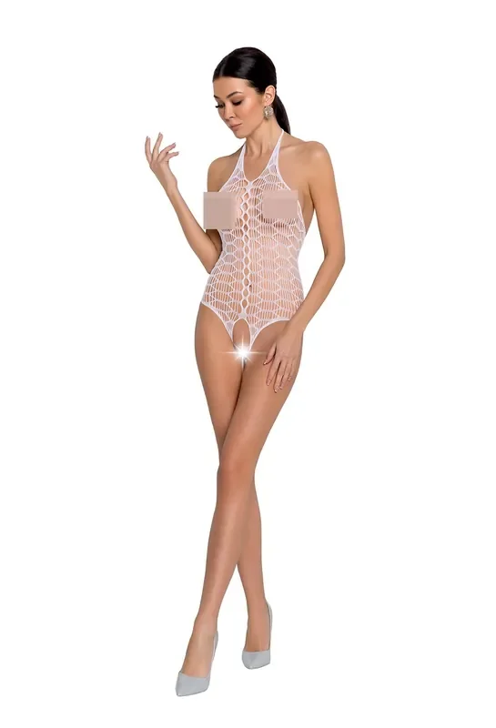 Neckholder-Body aus grobmaschigem Netz – weiß