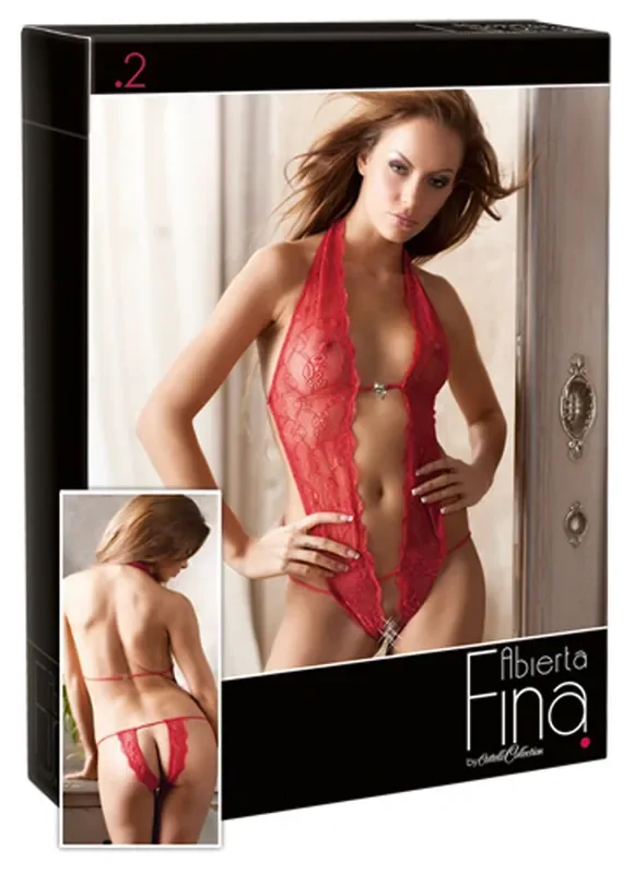 Neckholder-Body aus Spitze in Rot