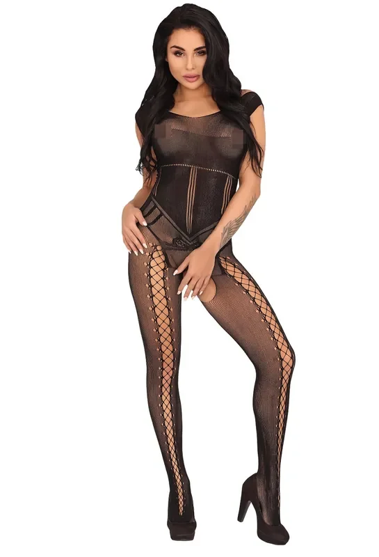 Neckholder-Bodystocking mit Ausschnitten am Bein