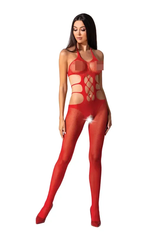 Neckholder Bodystocking mit sexy Cut-Outs – rot