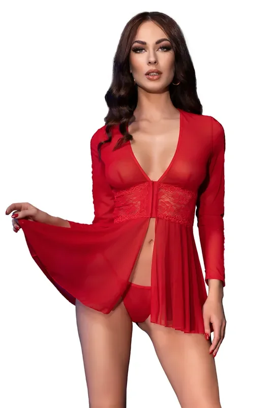 Negligee mit eleganter Spitze an der Taille